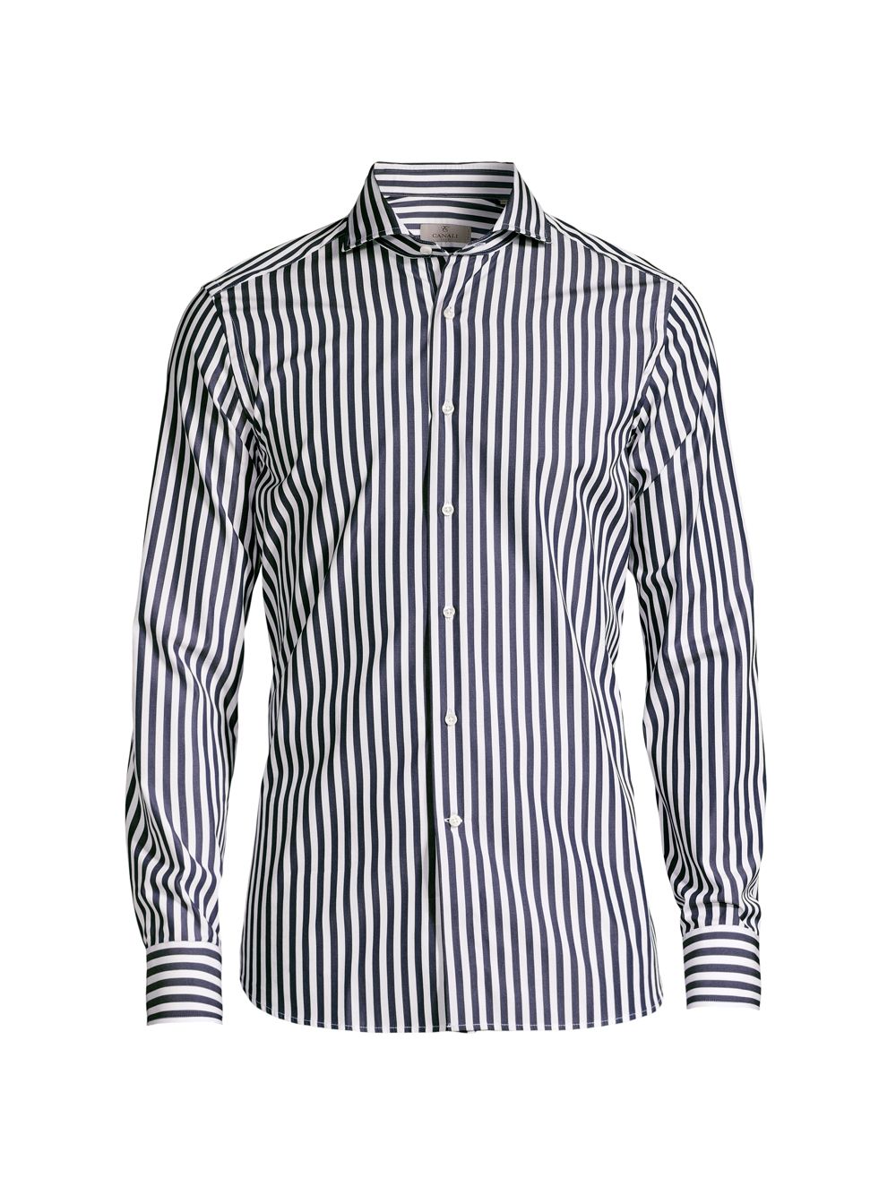 цена Полосатая хлопковая рубашка Canali, синий