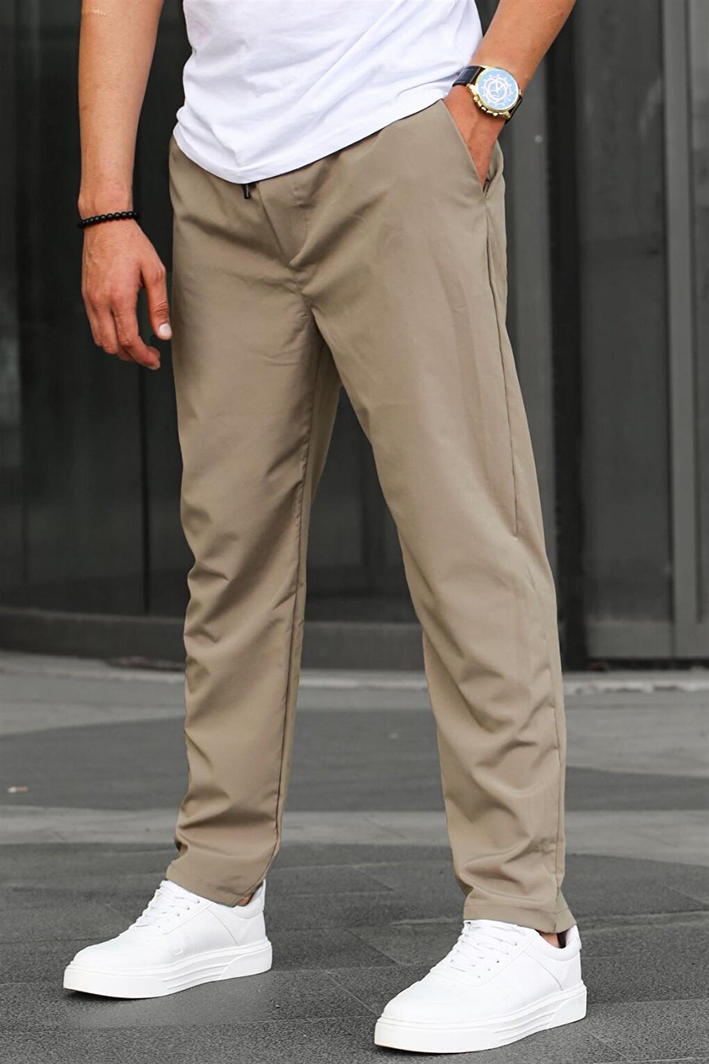 Черные базовые мужские брюки из вафельной ткани 6513 MADMEXT, хаки