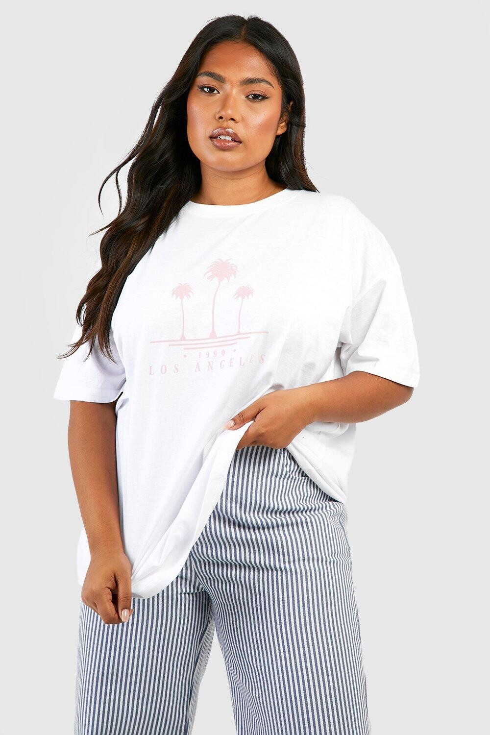 

Футболка оверсайз плюс с графическим изображением la Boohoo, белый