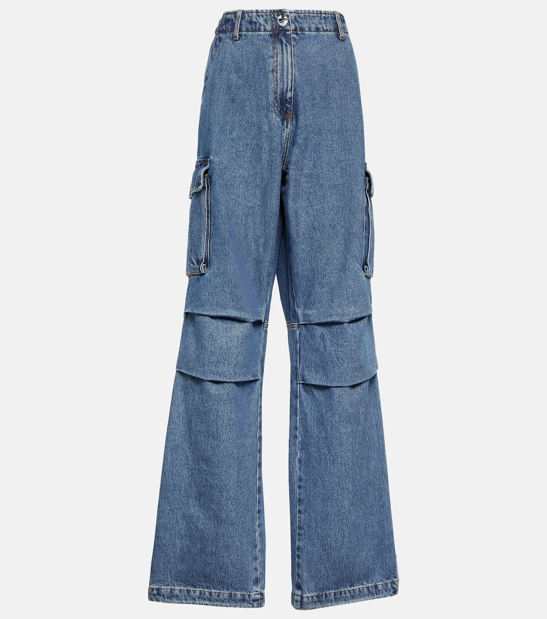 Широкие джинсовые брюки-карго Coperni, синий