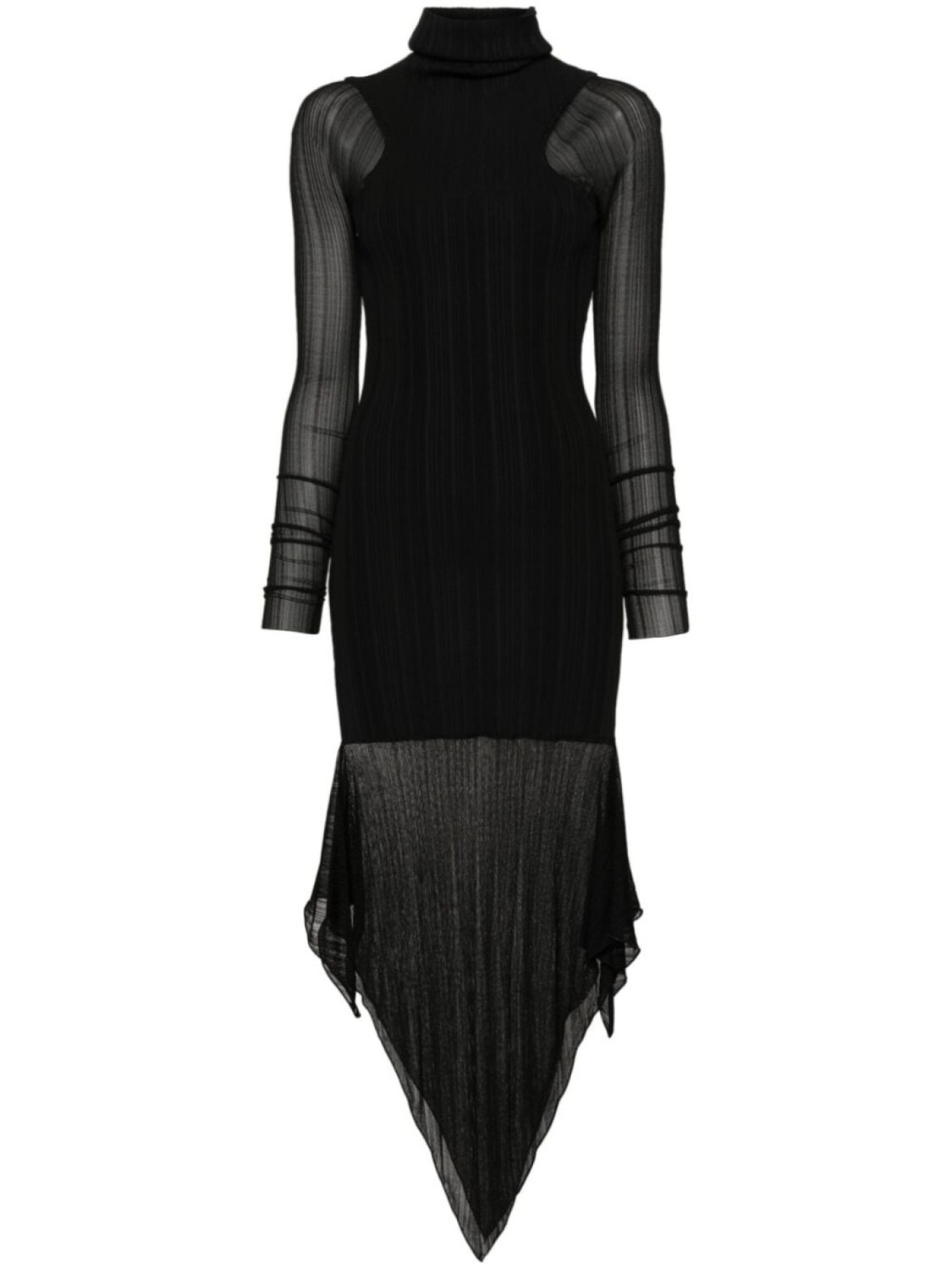 

Mugler платье в рубчик с драпировкой, черный