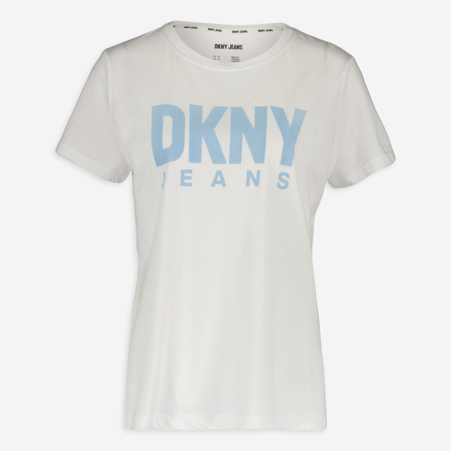 

Белая футболка с голубым логотипом DKNY Jeans