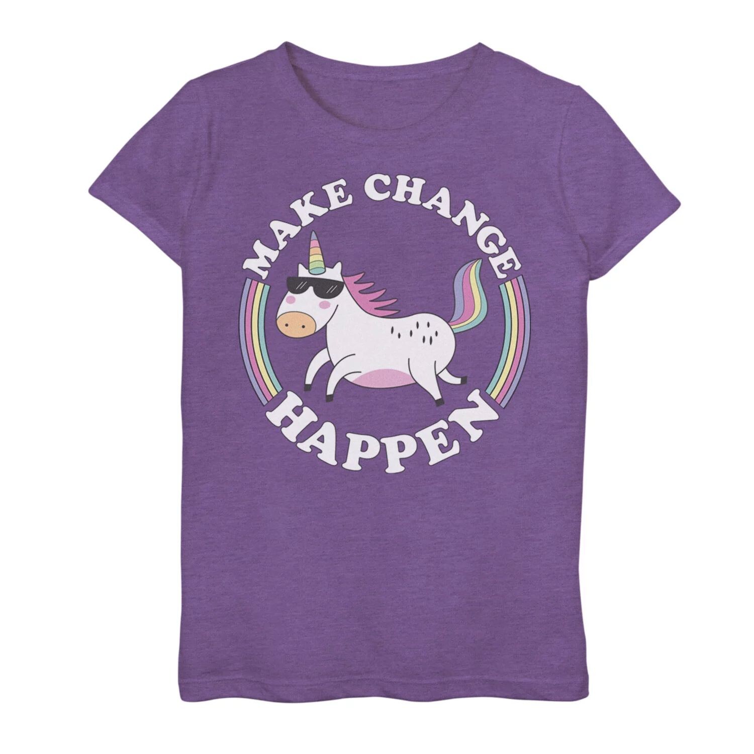 

Футболка с графическим рисунком для девочек 7–16 лет «Unicorn Shades and Rainbows Change Happen» Licensed Character