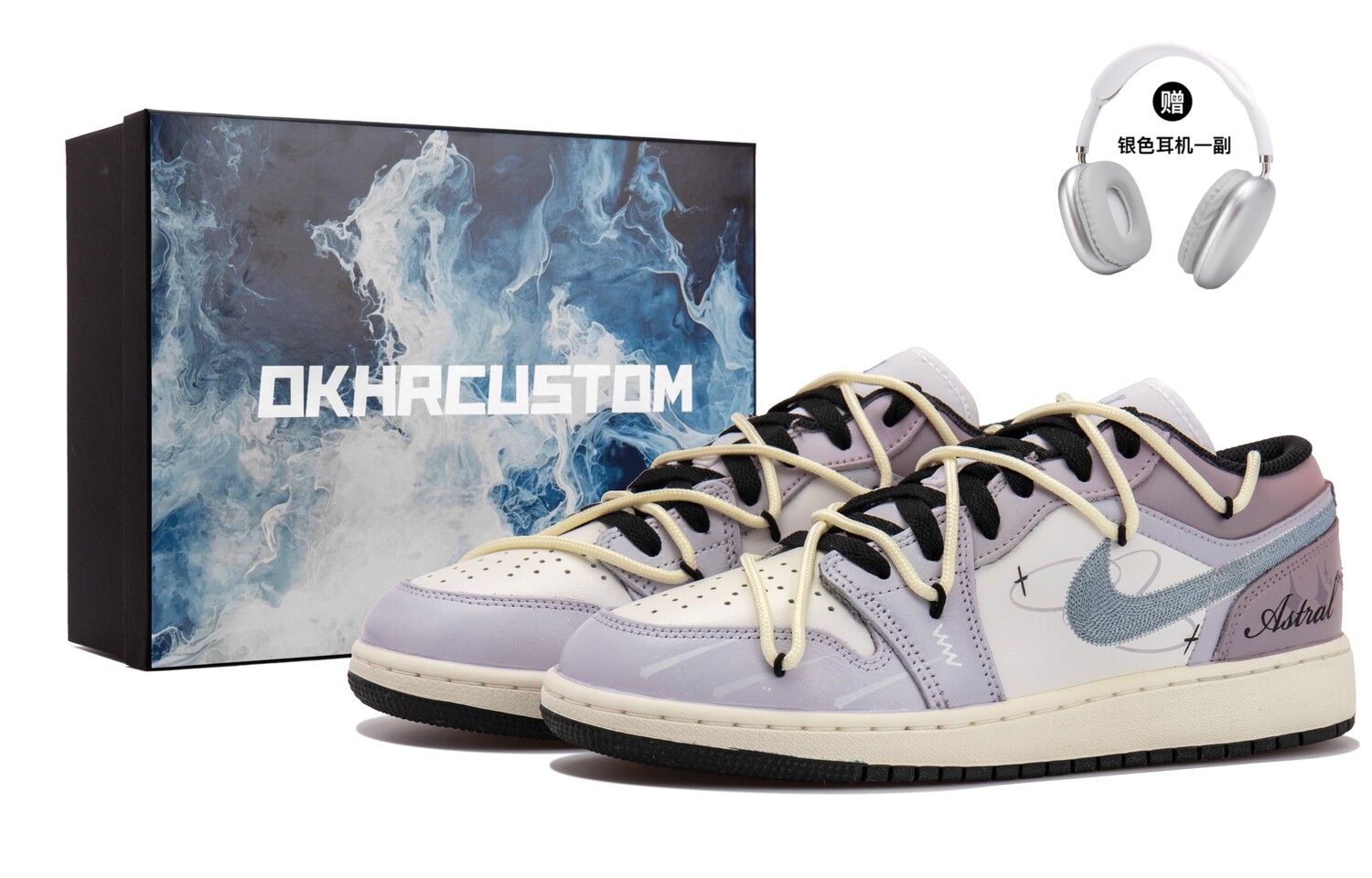 

Кроссовки Air Jordan 1 Vintage Basketball Shoes Women's Low-top White/Blue/Purple, фиолетовый