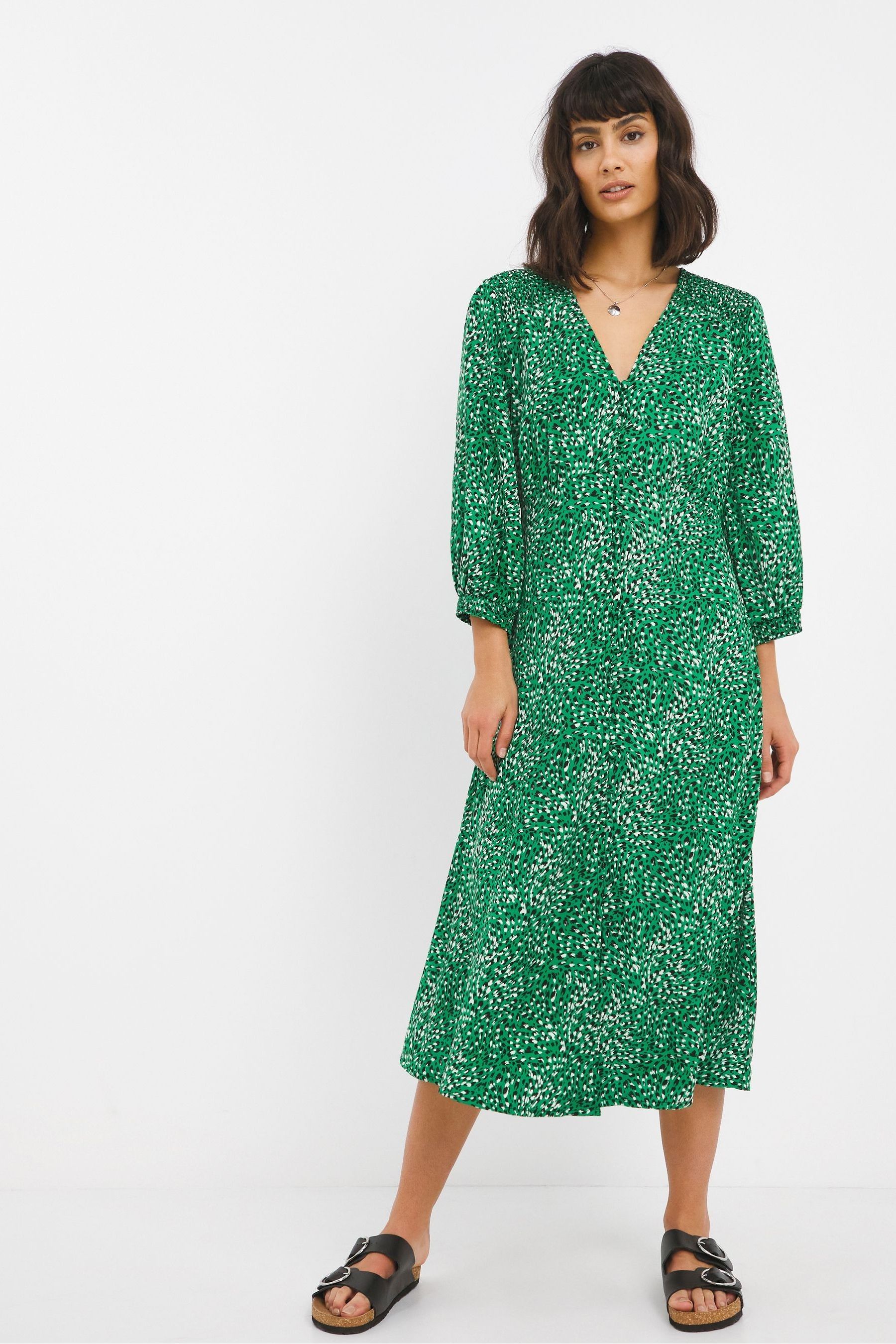 цена Зеленая юбка миди с леопардовым принтом Jd Williams на пуговицах спереди JD Williams, зеленый