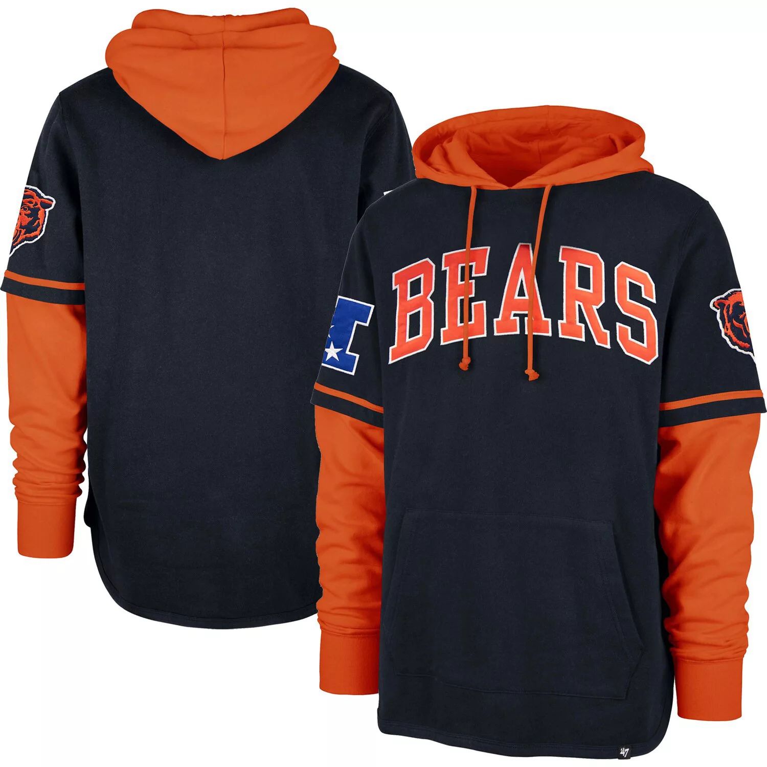 цена Мужской темно-синий пуловер с капюшоном '47 Chicago Bears Shortstop