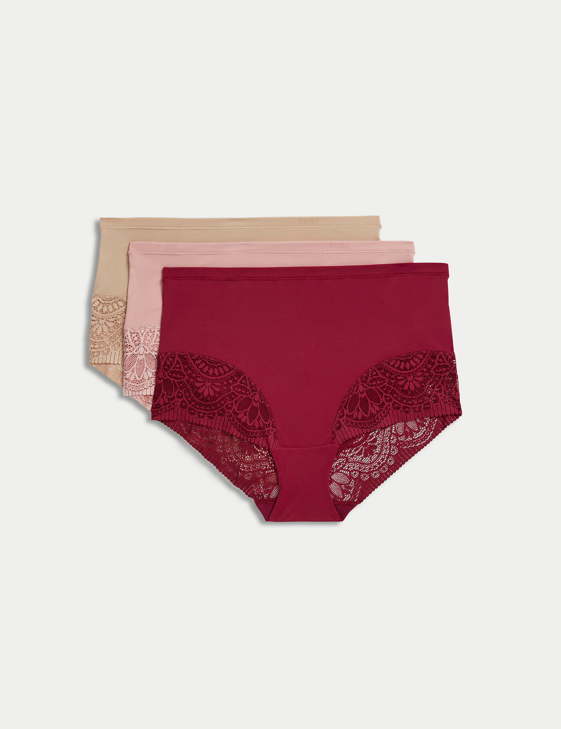 

3 шт. сплошные трусы Body Soft Body, темно-малиновый