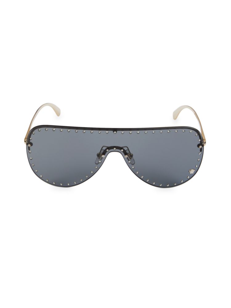 Солнцезащитные очки-авиаторы 63MM с заклепками Versace, цвет Polar Grey