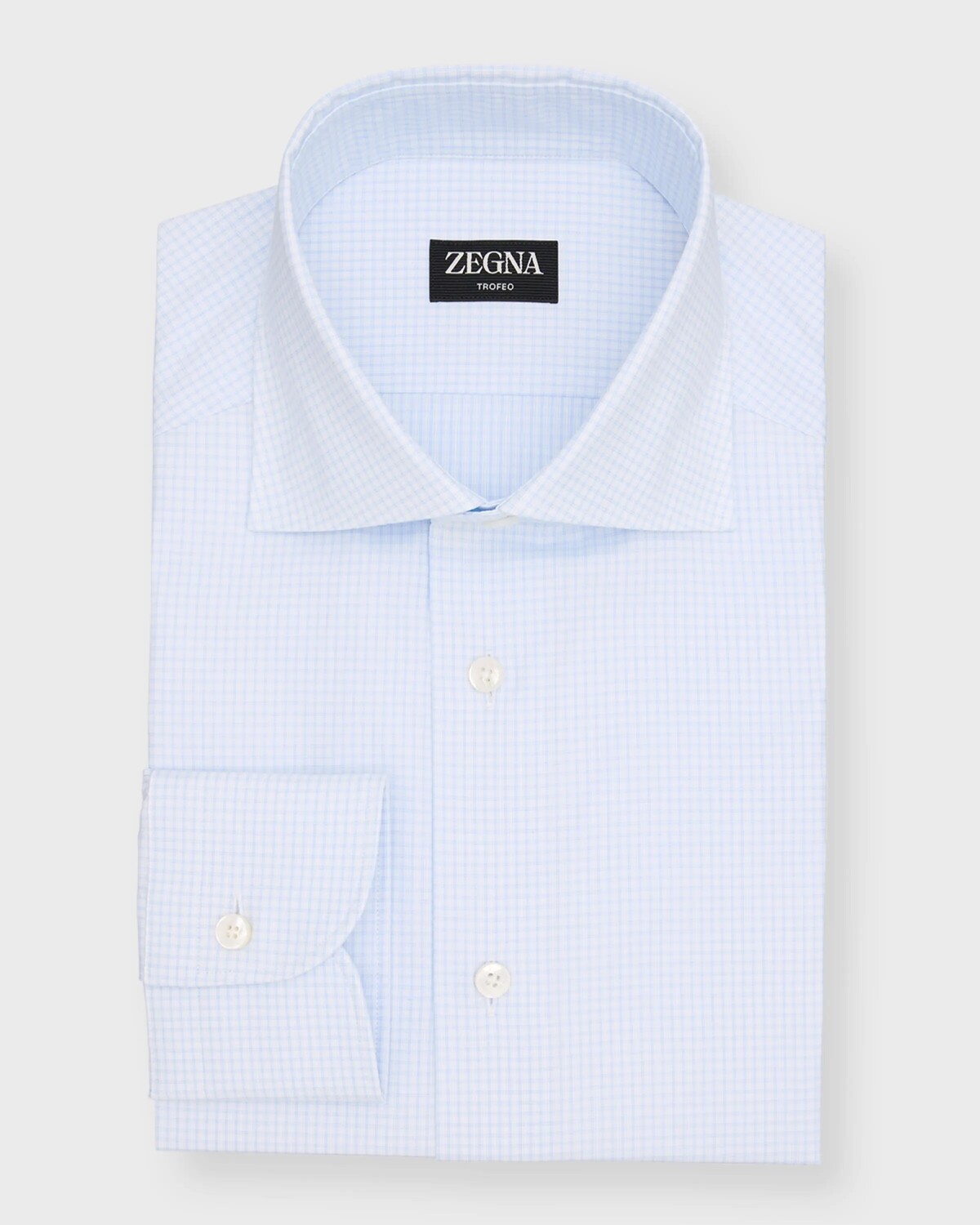 

Мужская классическая рубашка из хлопка в микроклетку Trofeo ZEGNA, цвет Bright Blue Check
