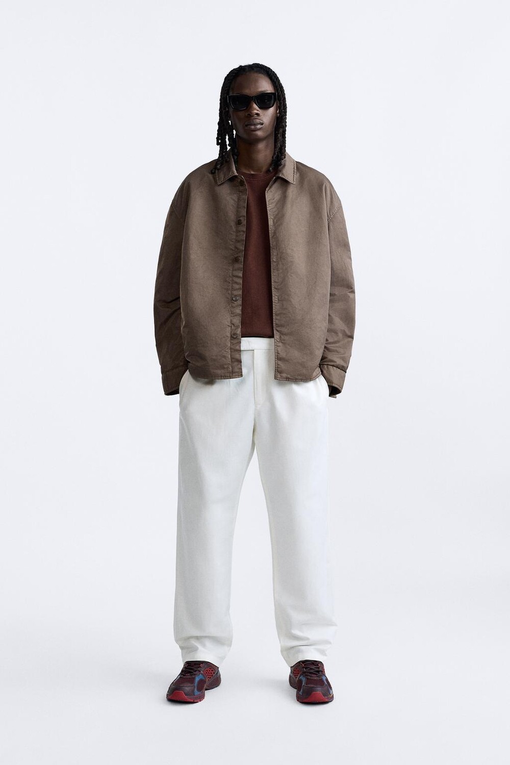 

Техническая рубашка с вытяженным эффектом ZARA, земля