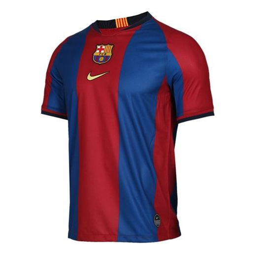 Футболка Nike Barcelona Soccer/Football Training Sports Short Sleeve Red Blue Colorblock, синий