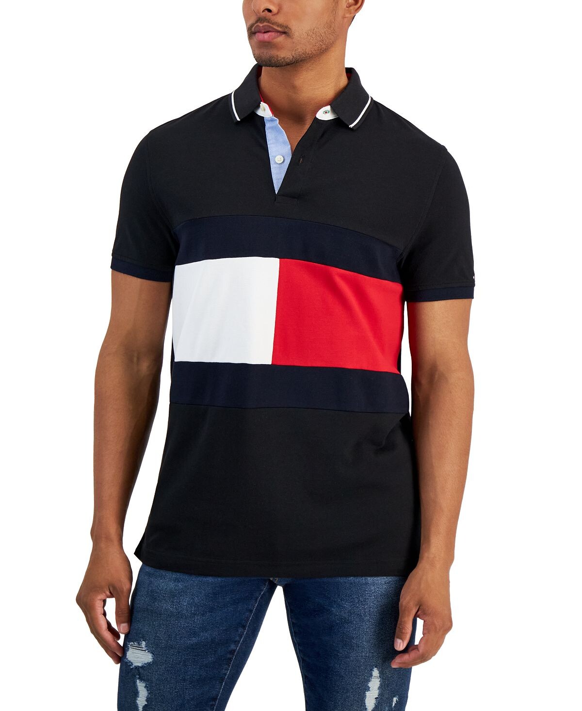 

Мужская футболка-поло THFlex Stretch Hilfiger с флагом индивидуального кроя Tommy Hilfiger