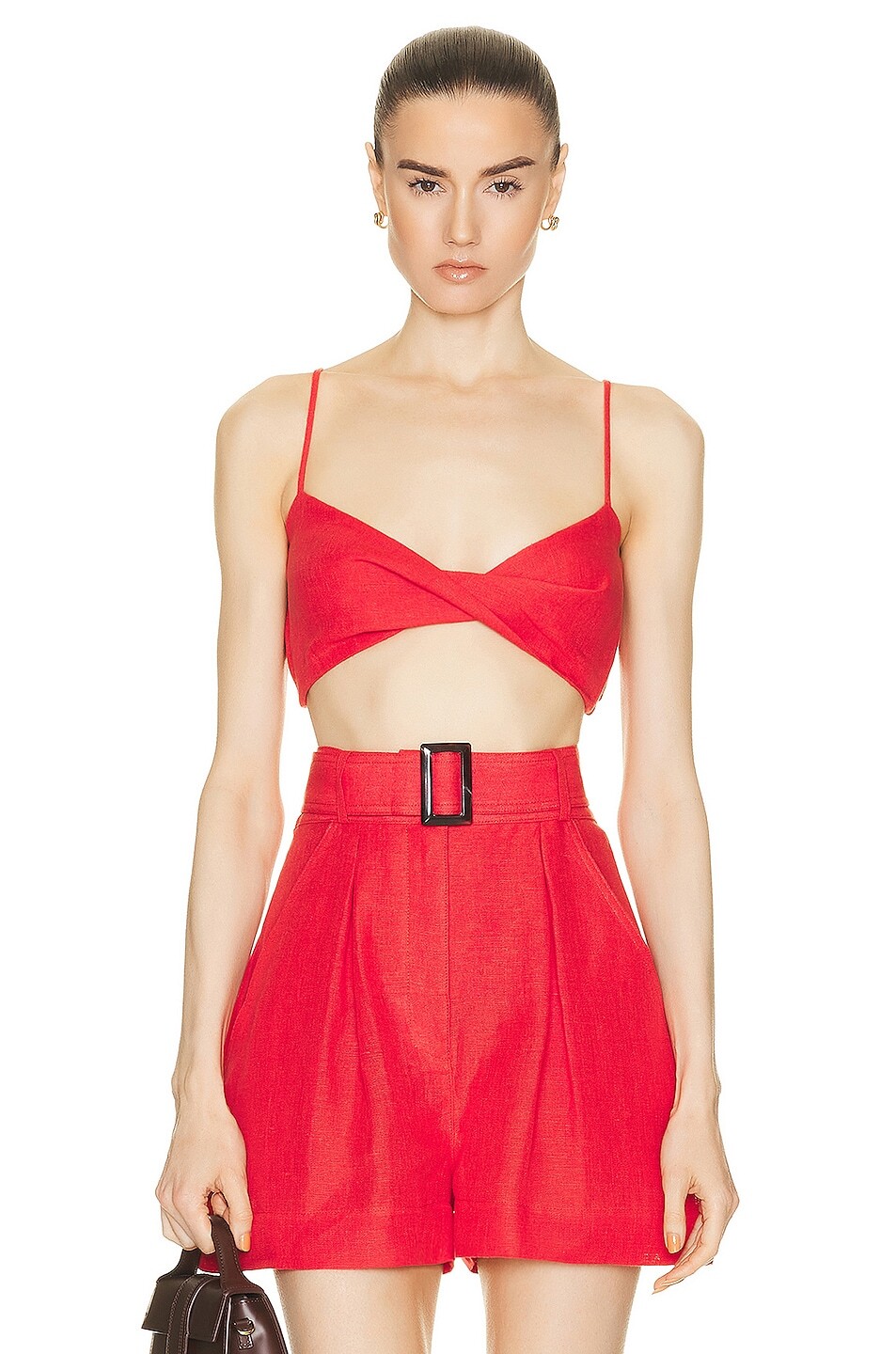 

Топ Matthew Bruch Twist Bandeau Crop, цвет Red Linen