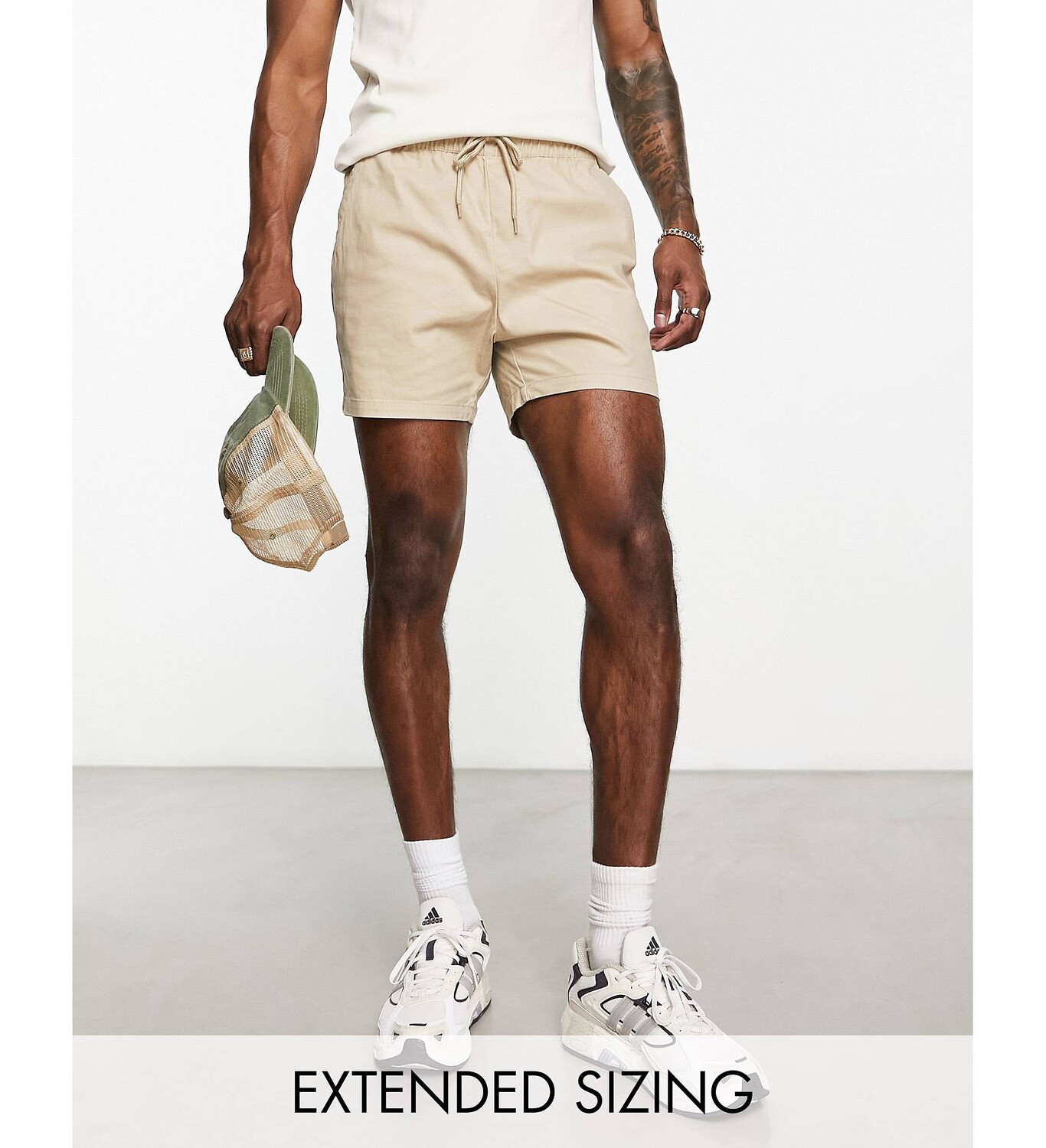 

Укороченные бежевые шорты-чинос скинни ASOS DESIGN