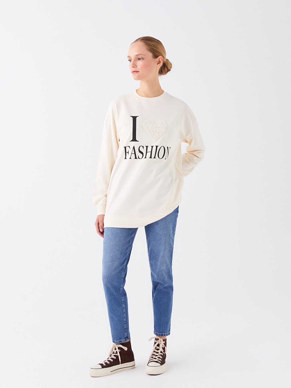 

Женские джинсовые брюки прямого кроя LCW Modest, среднее индиго родео