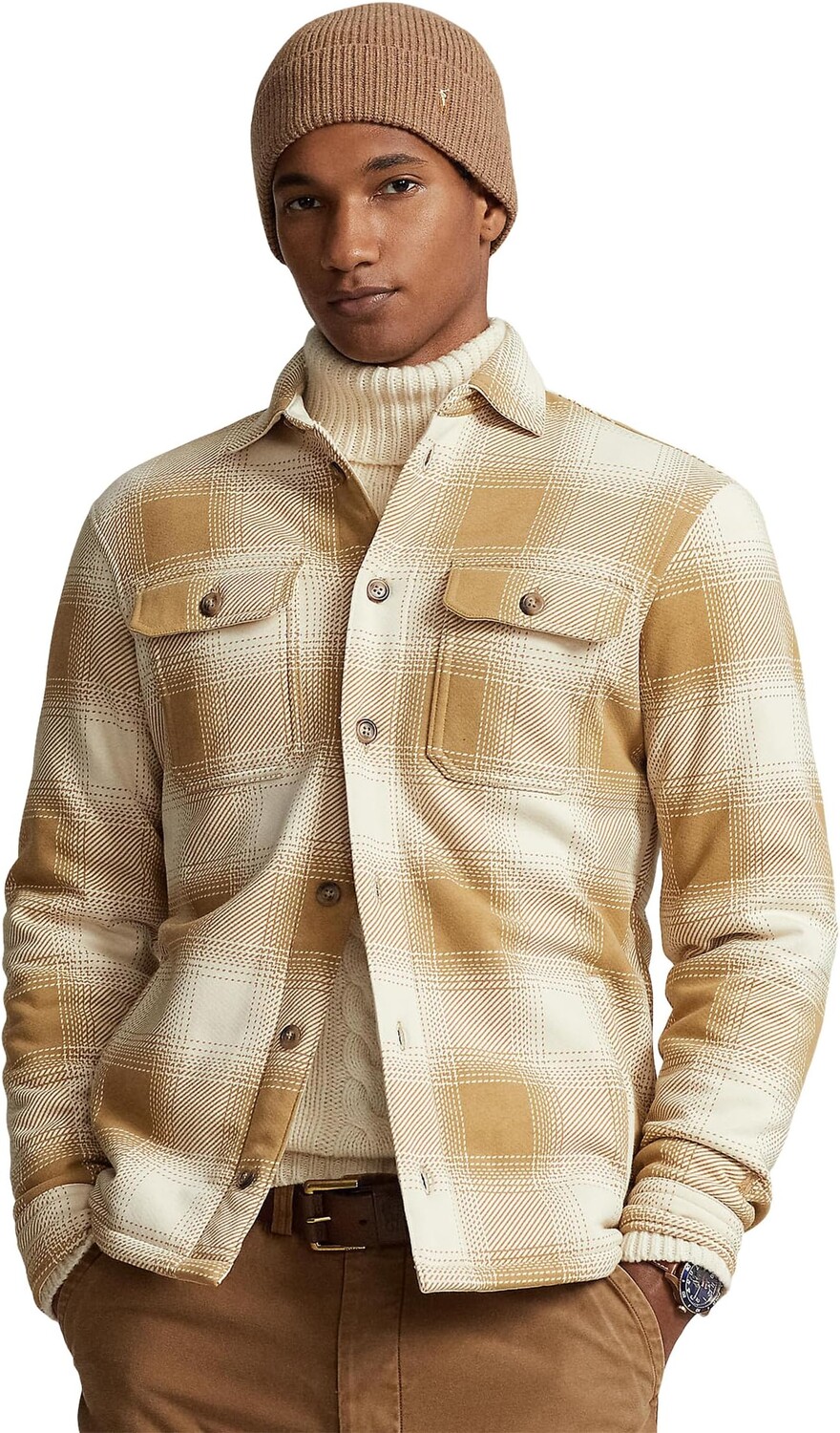 

Куртка Plaid Fleece Shirt Jacket Polo Ralph Lauren, цвет Winter Cream/Cafe Tan