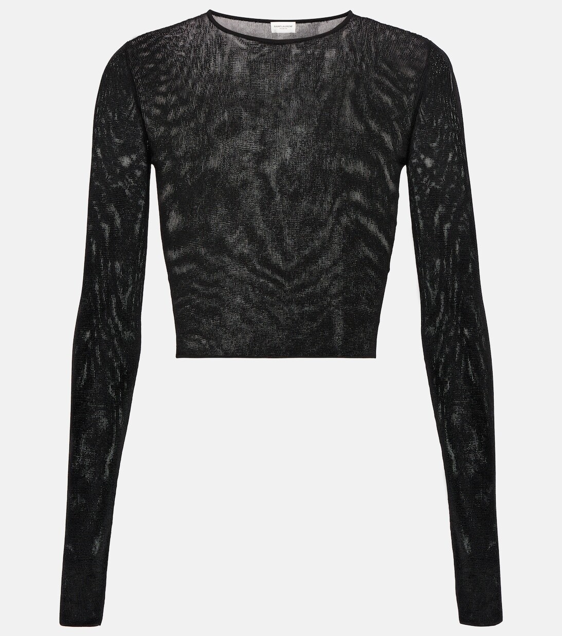 

Трикотажный топ в рубчик SAINT LAURENT, черный