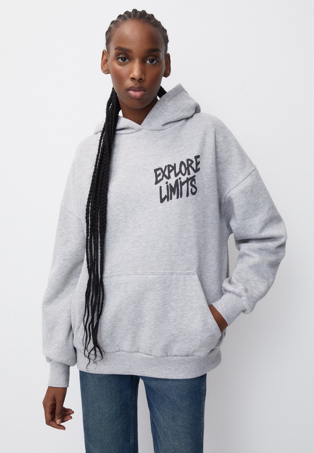 

Толстовка Slogan PULL&BEAR, цвет grey