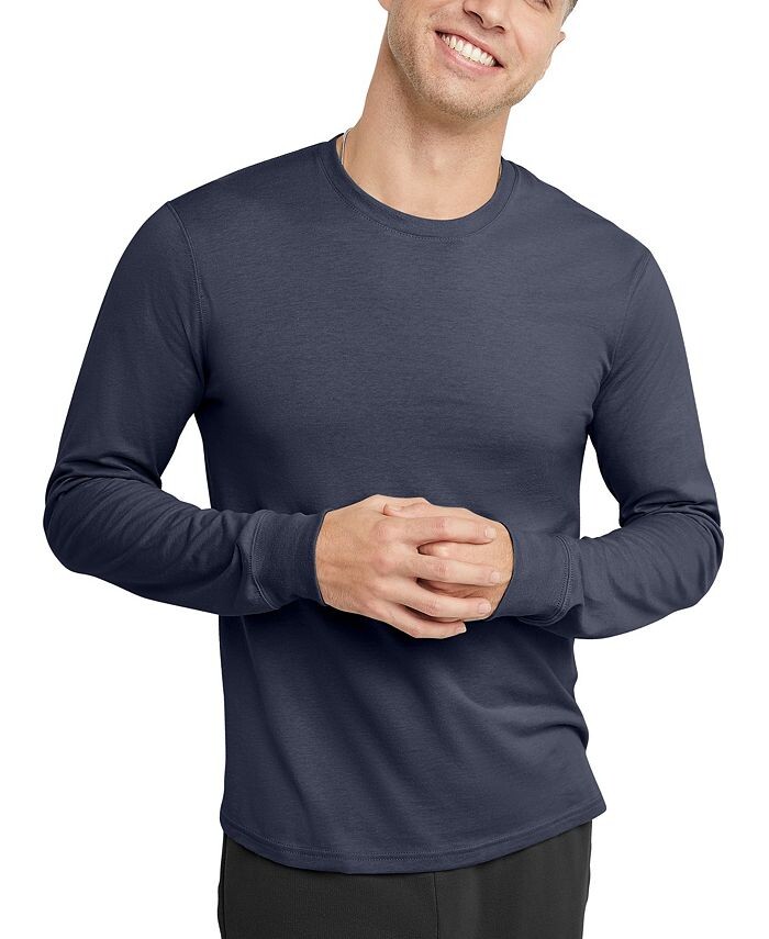 

Мужская футболка Originals из хлопка с длинным рукавом Hanes, синий