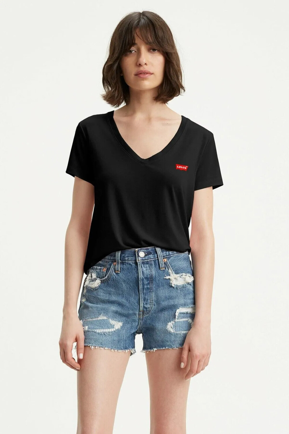 

Женская черная женская футболка Perfect Vneck Caviar Levi's, черный
