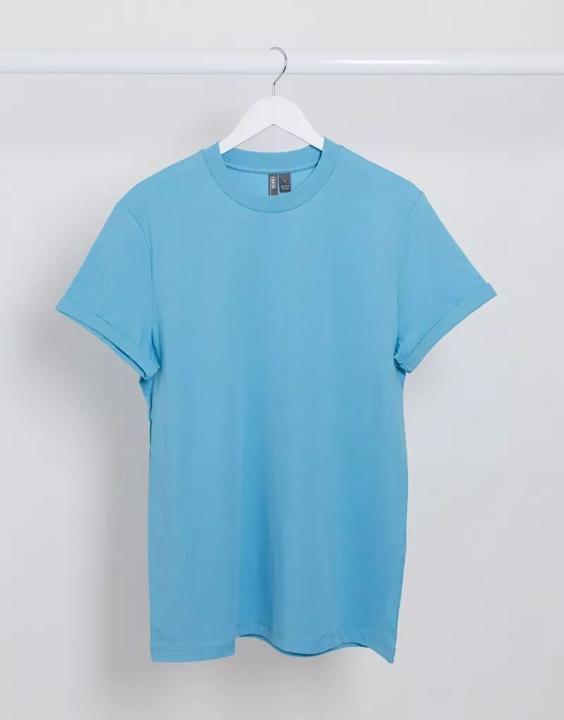 Синяя футболка с закатанными рукавами ASOS veen velvet still water