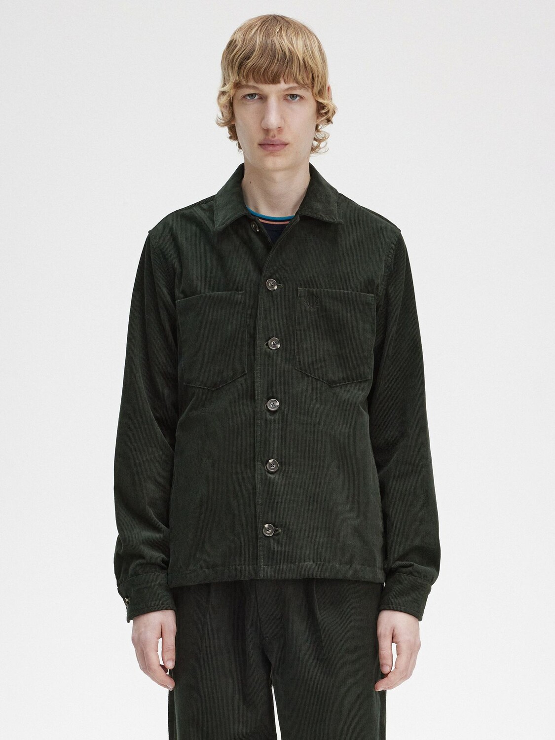 

Рубашка из вафельного шнура Fred Perry, зеленый