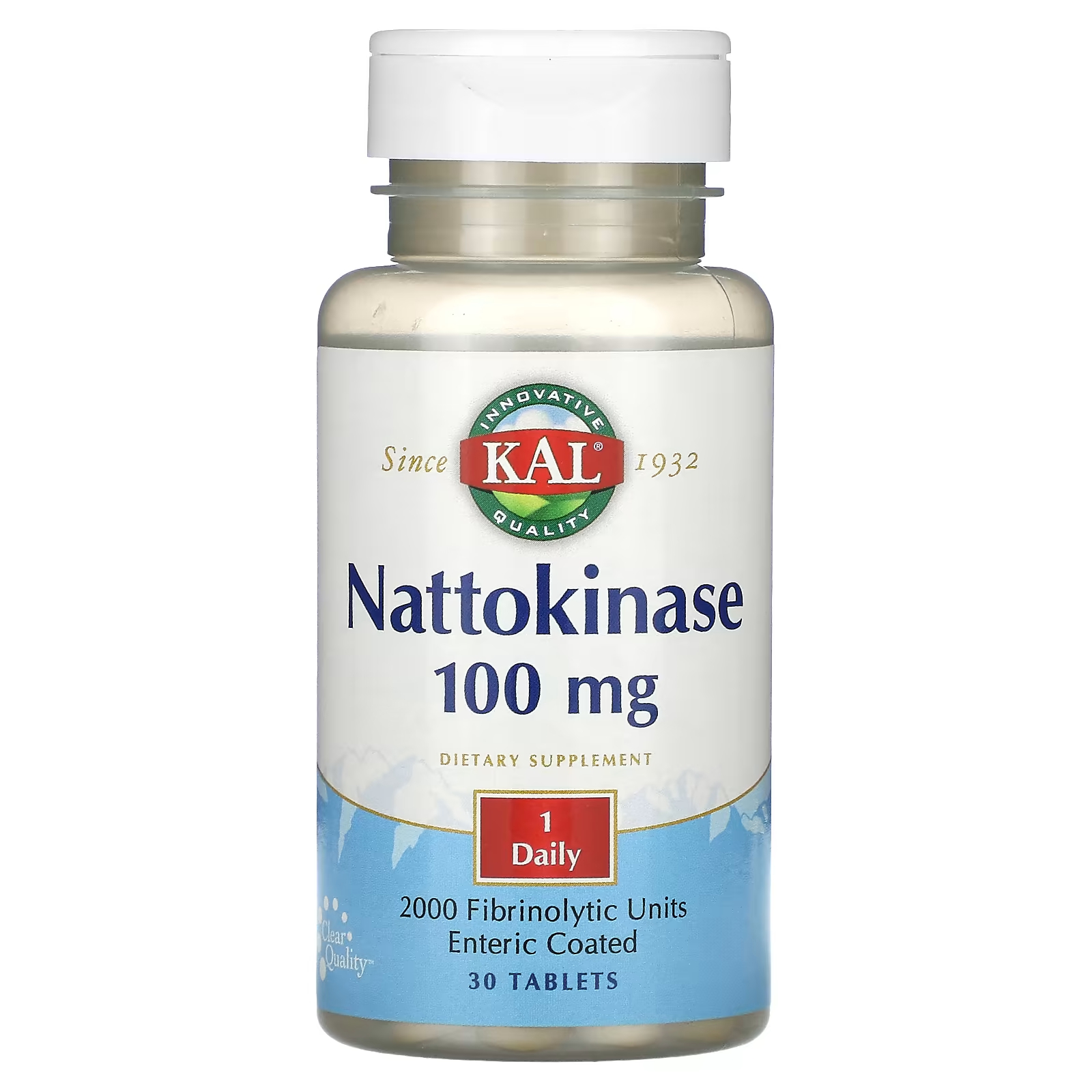 Пищевая добавка KAL Наттокиназа 100 мг, 30 таблеток наттокиназа 1500 системная ферментная добавка 120 таблеток с кишечнорастворимой оболочкой