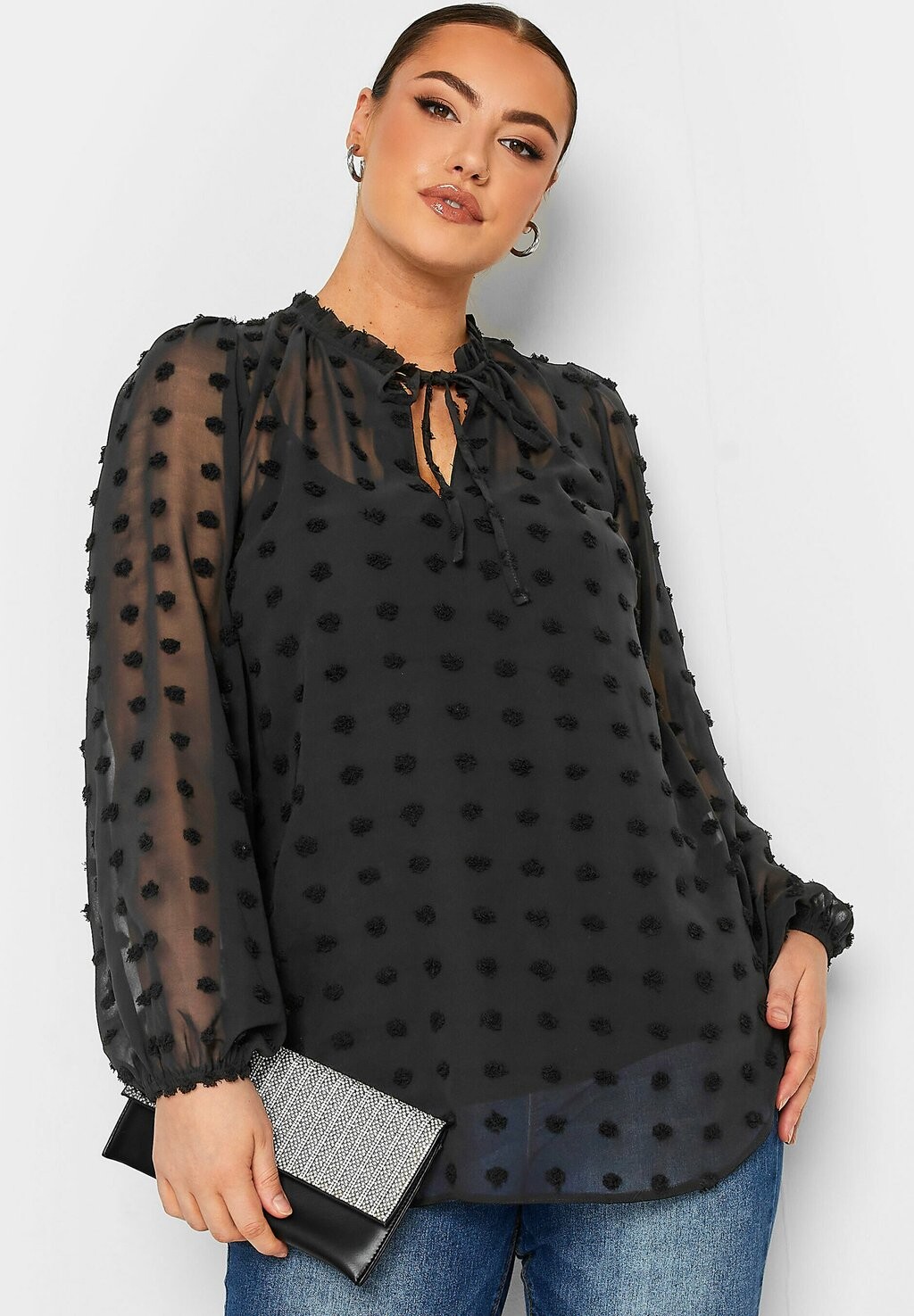 

Блузка DOBBY Yours Clothing, джинсовая ткань с покрытием