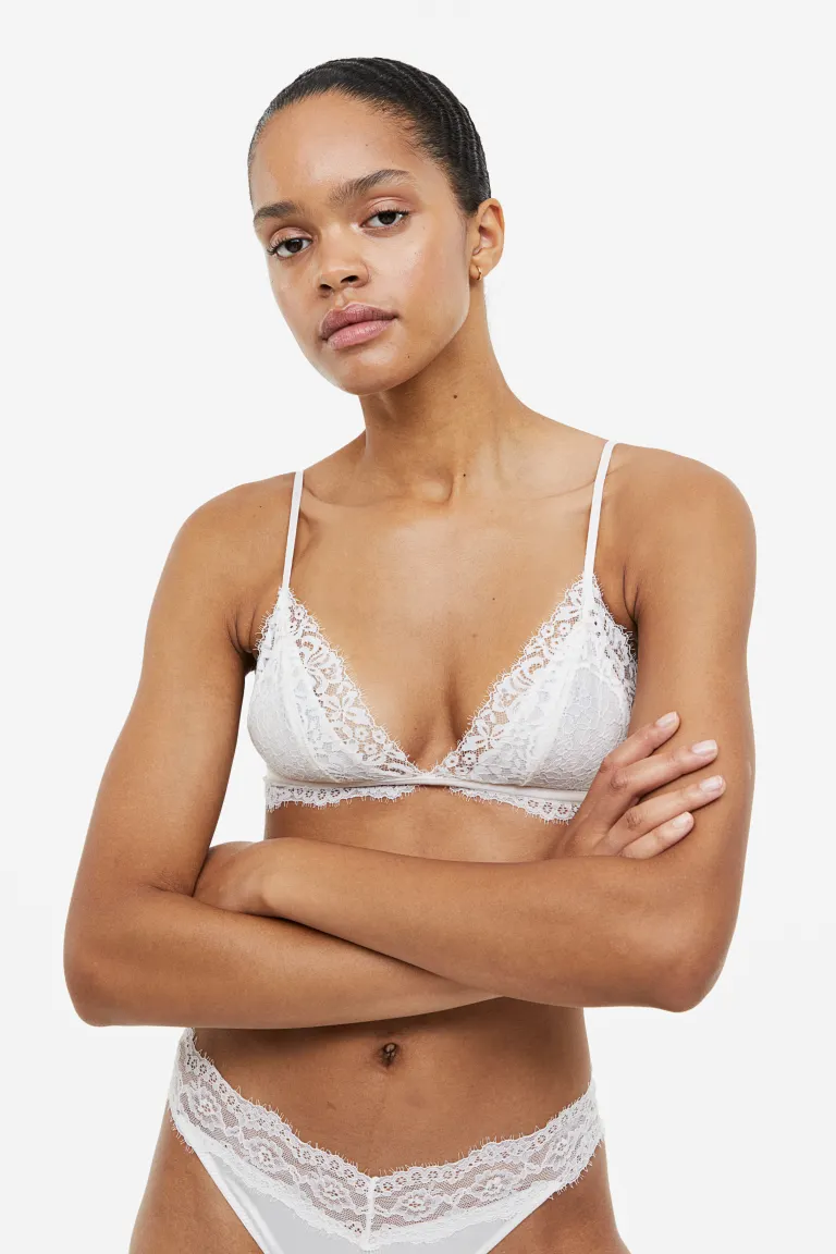 

Мягкий кружевной бюстгальтер H&M, белый