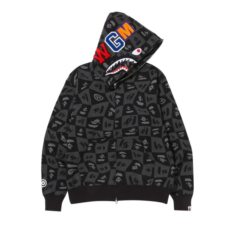 

Худи BAPE Distortion Shark Relaxed Fit Full Zip Hoodie, черный