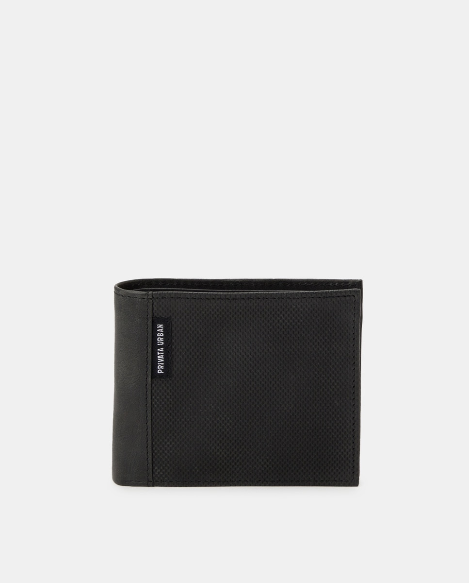 Черный кожаный кошелек с монетницей Privata, черный черный вертикальный кошелек с монетницей levi s черный