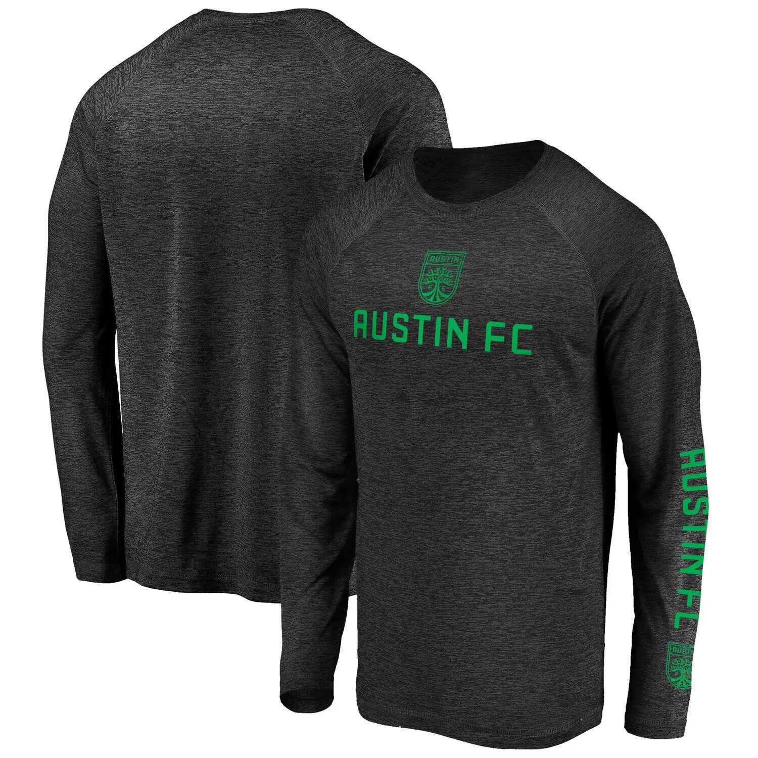 

Мужская черная фирменная футболка Austin FC Space Dye Line Up Hand Ball реглан с длинным рукавом Fanatics