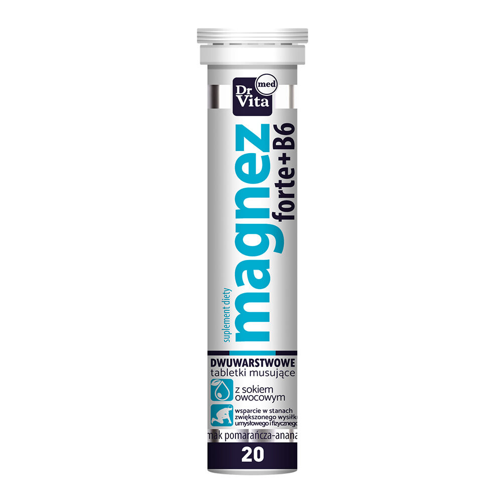 

Dr Vita, Диетическая добавка Магний Форте + B6 с соком, 20 таб