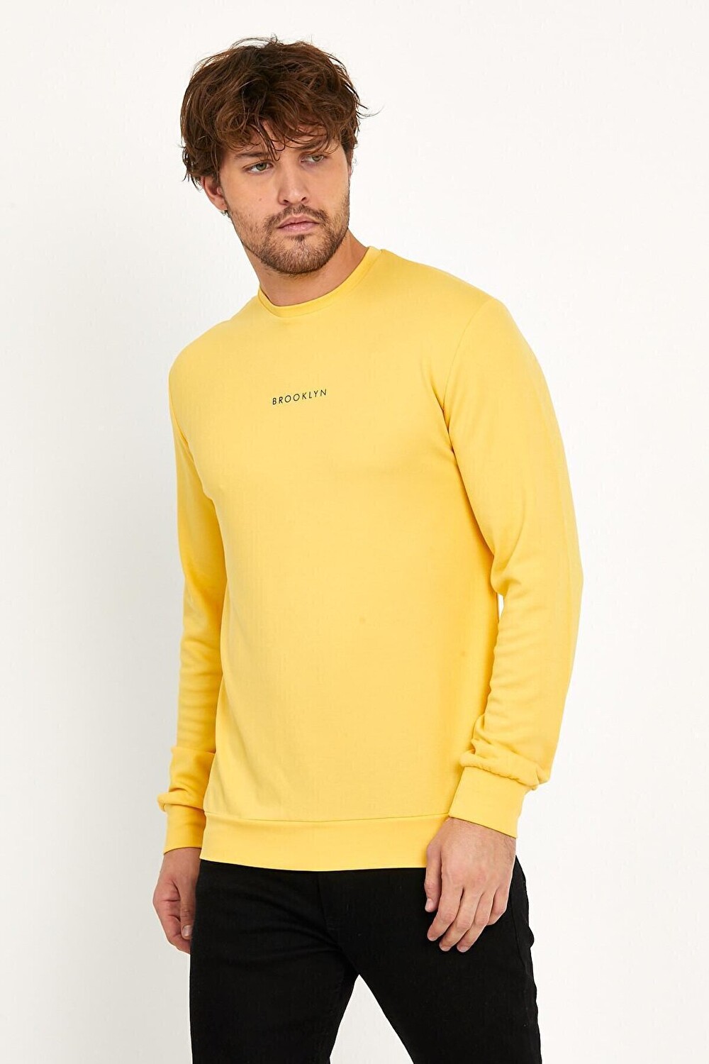 

Мужская тонкая толстовка с круглым вырезом Slim Fit Brookyln SPR22SW102 Süperlife, желтый