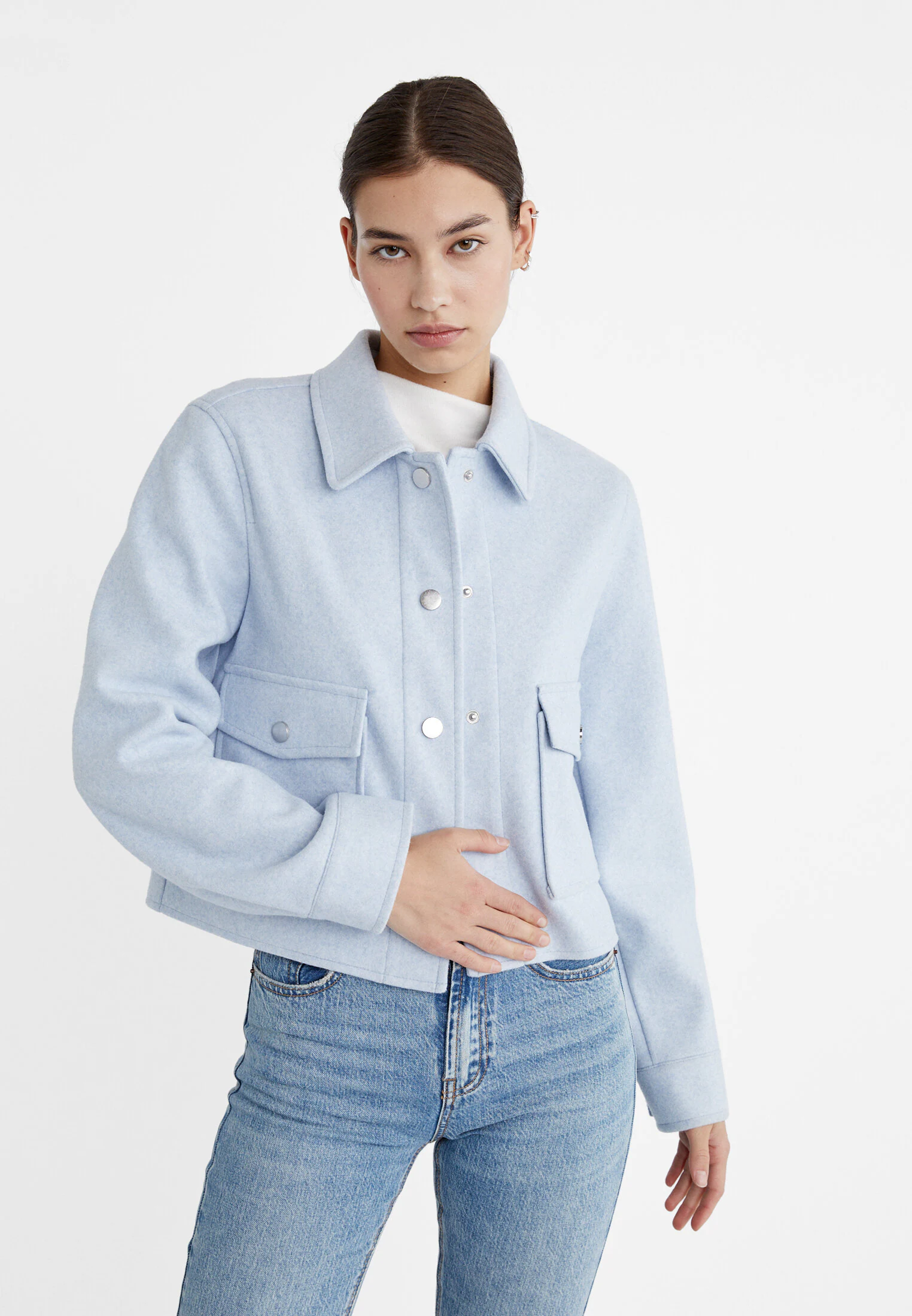 

Мягкая короткая куртка Stradivarius, синий