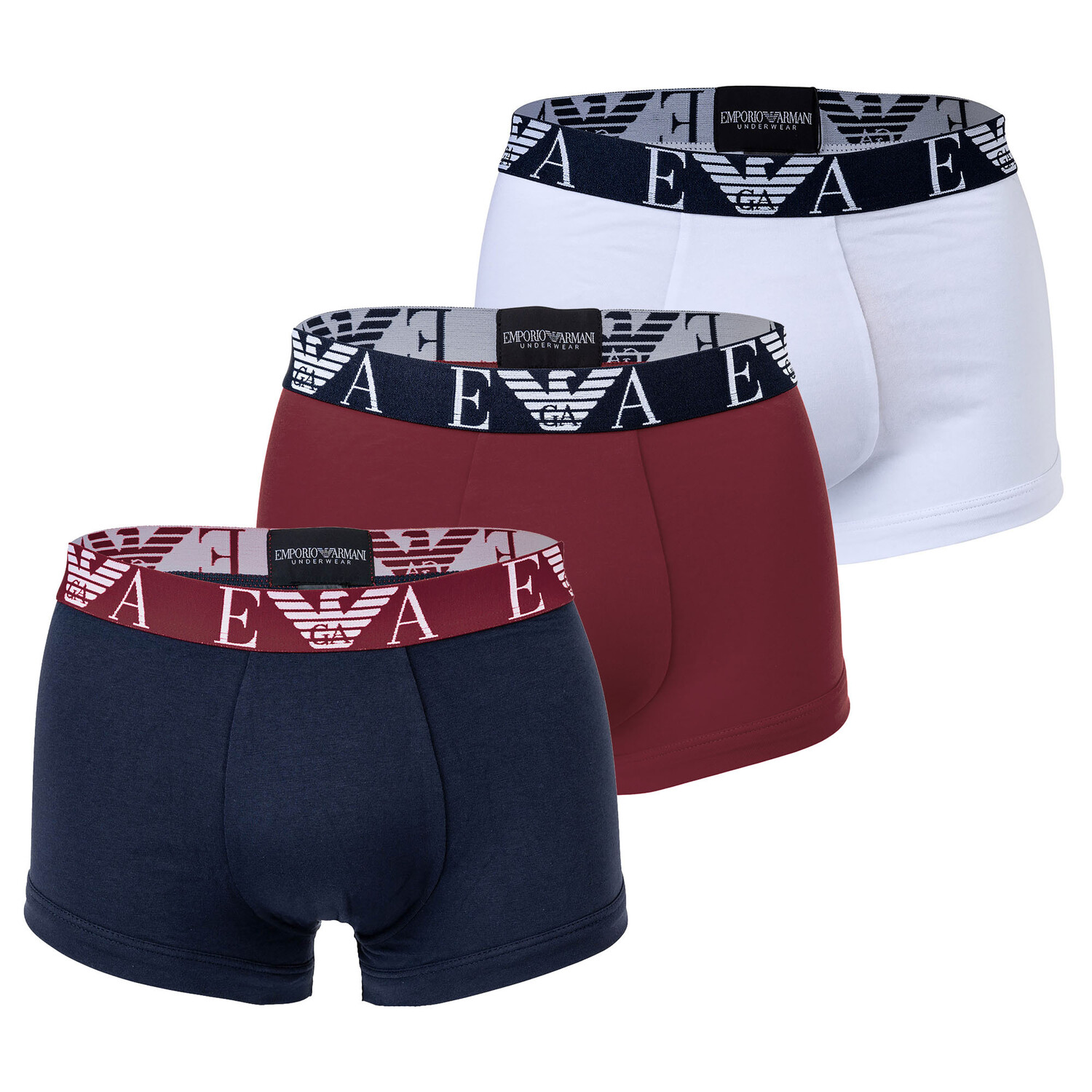 

Боксеры Emporio Armani Boxershort 3 шт, цвет Weiß/Marine/Burgund