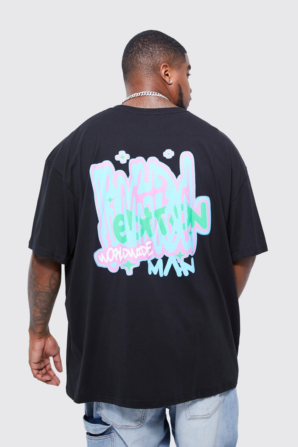 

Футболка с граффити plus oversized ltd edition Boohoo, черный