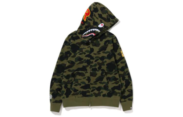 

Толстовка с капюшоном BAPE PONR 1St Camo Shark на молнии A Bathing Ape, желтый