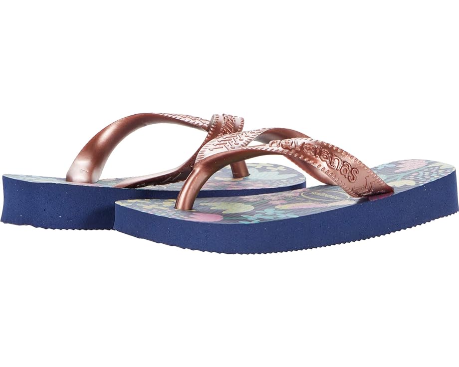 Сандалии Havaianas Flores Flip Flop Sandal, цвет Dark Blue/Gold