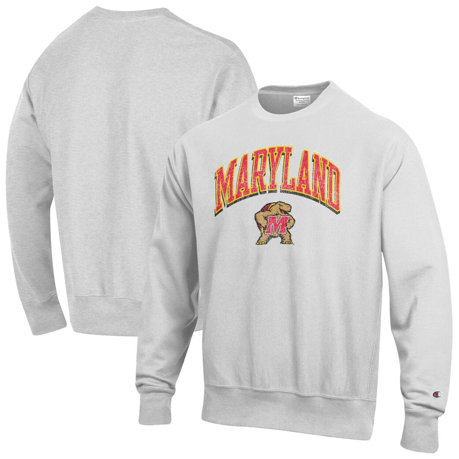 

Мужской серый пуловер с принтом Maryland Terrapins в форме арки и логотипа обратного плетения, свитшот Champion