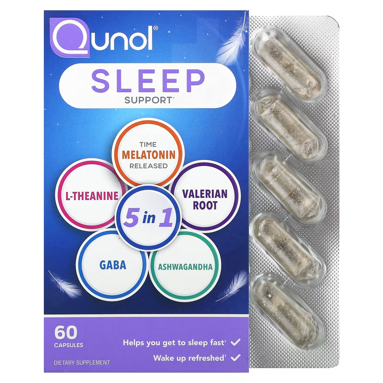 Пищевая добавка Qunol поддержка сна, 60 капсул пищевая добавка ora you re a knockout поддержка сна и стресса 60 капсул