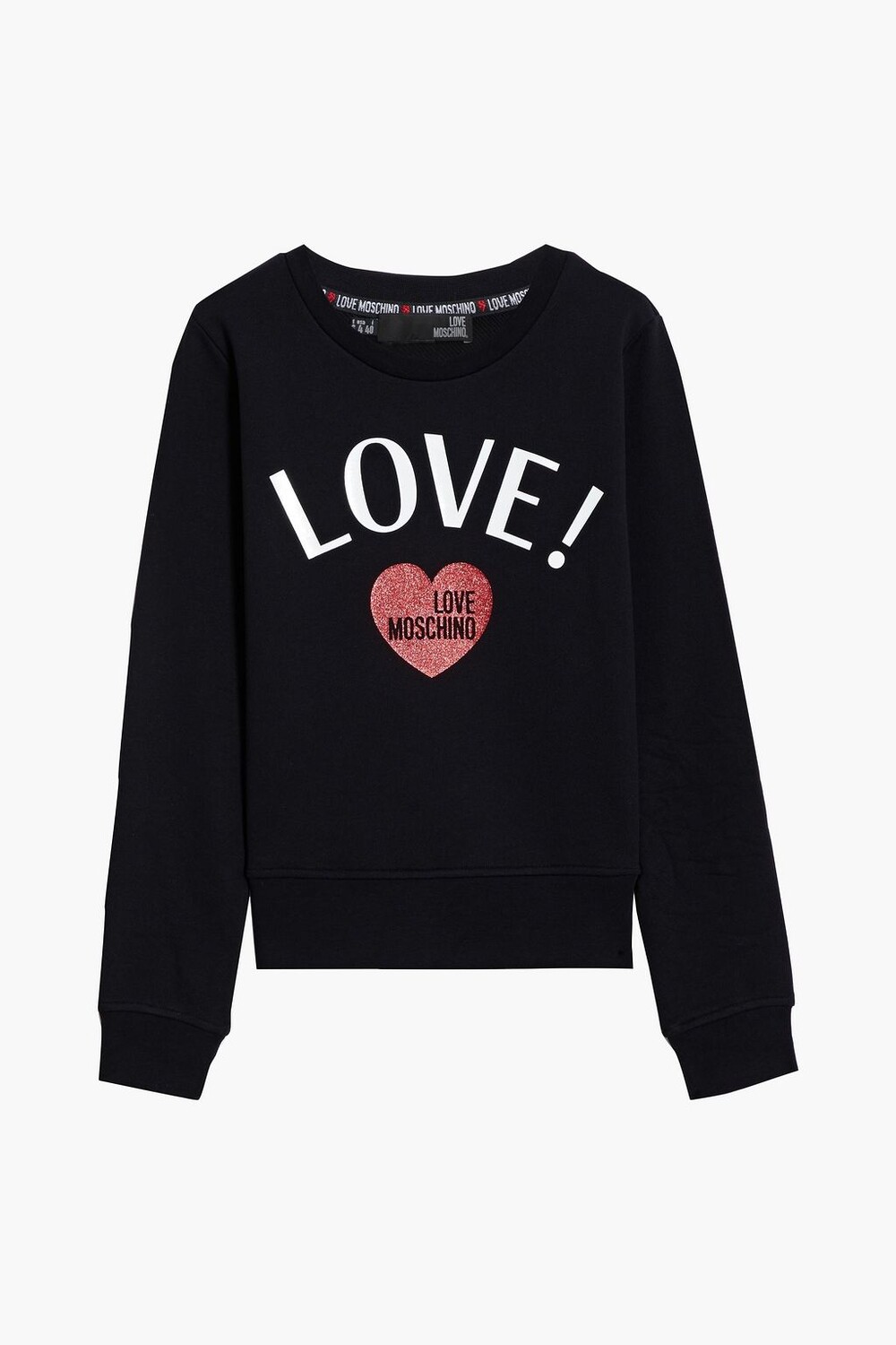 

Толстовка из французской хлопковой махры с блестящим принтом LOVE MOSCHINO, черный
