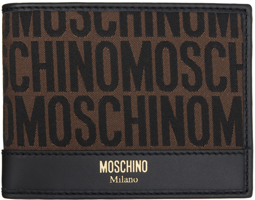 

Коричневый кошелек с логотипом по всей поверхности Moschino