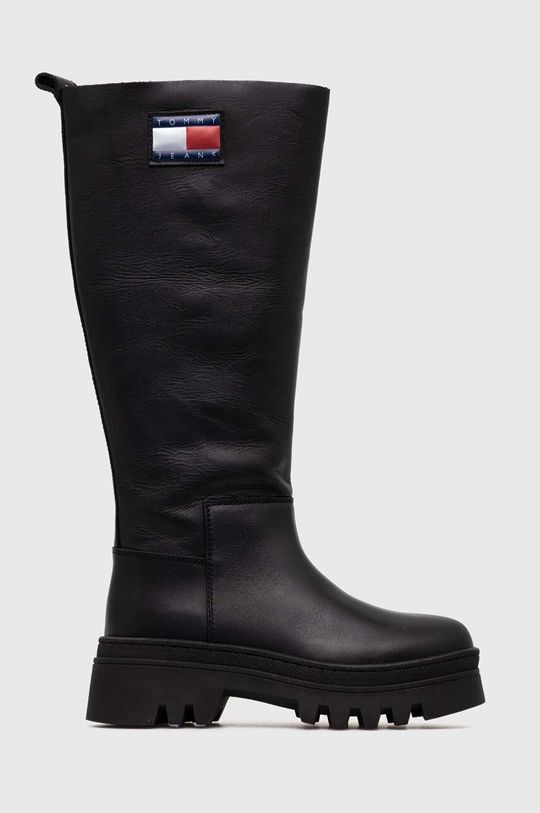 Кожаные ботинки TJW FASHION HIGH SHAFT Tommy Jeans, черный цена и фото