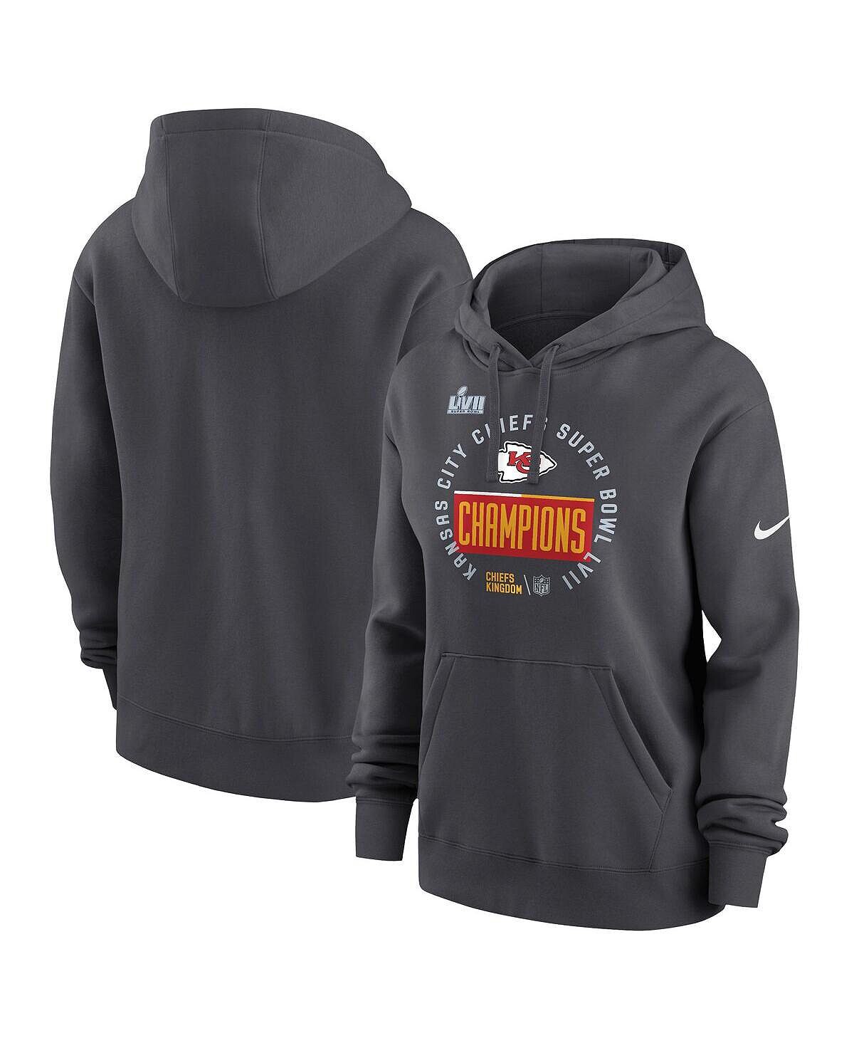 

Женская антрацитовая толстовка с капюшоном Kansas City Chiefs Super Bowl LVII Champions Locker Room Trophy Collection Nike, Черный