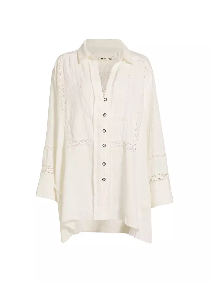 

Объемный топ Ranch из хлопка и кружева Free People, белый