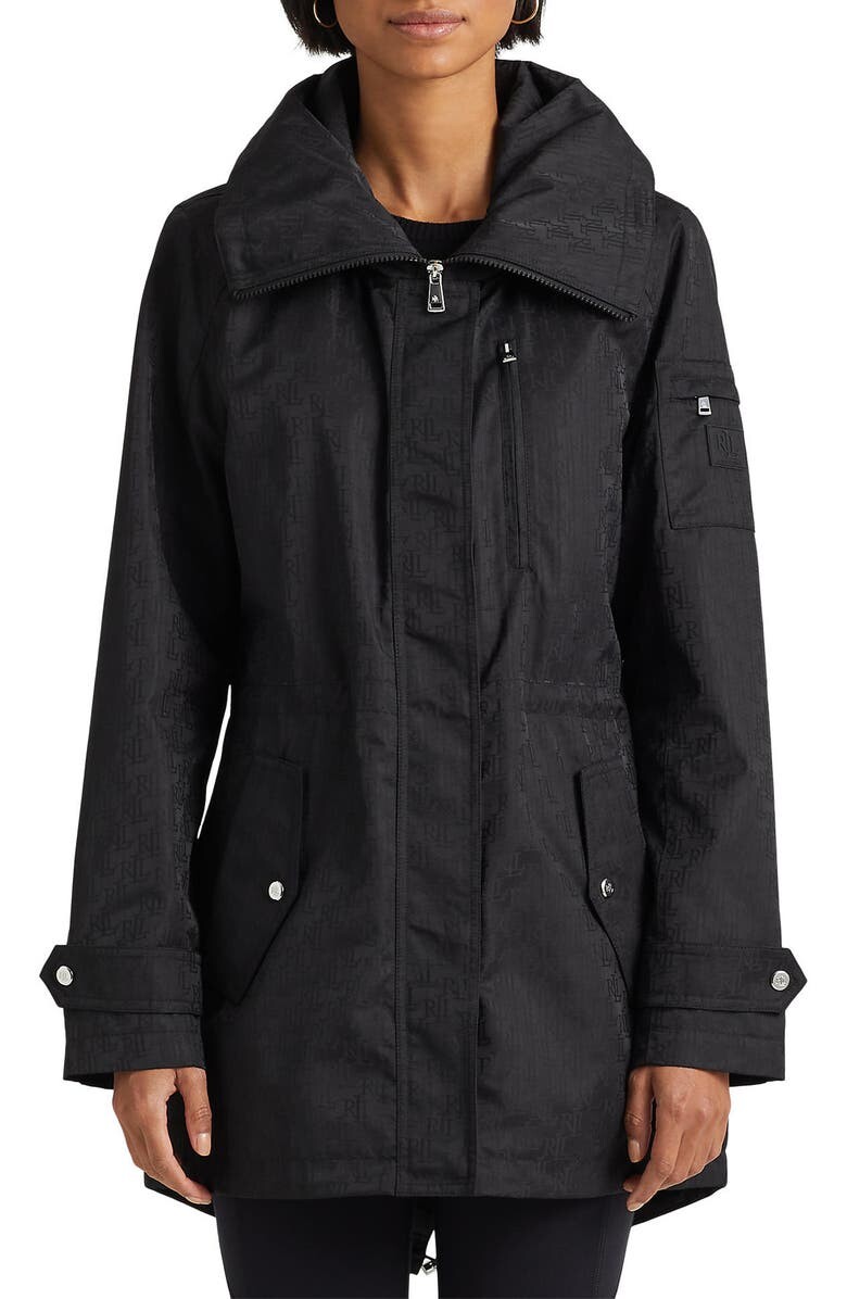 

Жаккардовый плащ с монограммой и капюшоном LAUREN RALPH LAUREN, черный