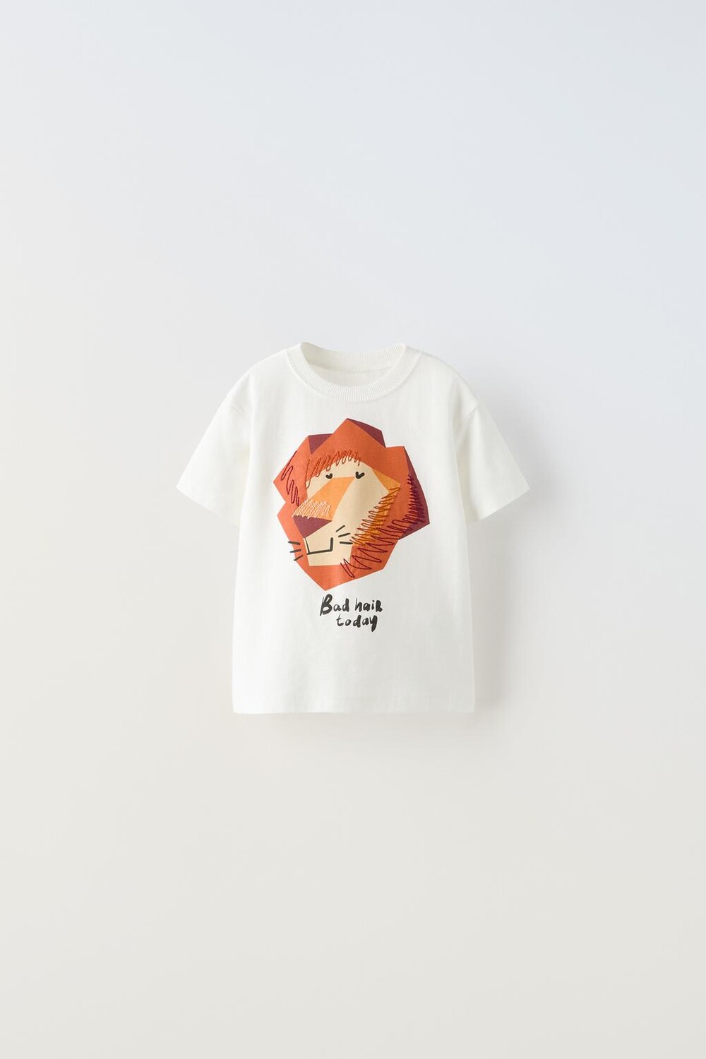 

Футболка с животным принтом ZARA, устрично-белый
