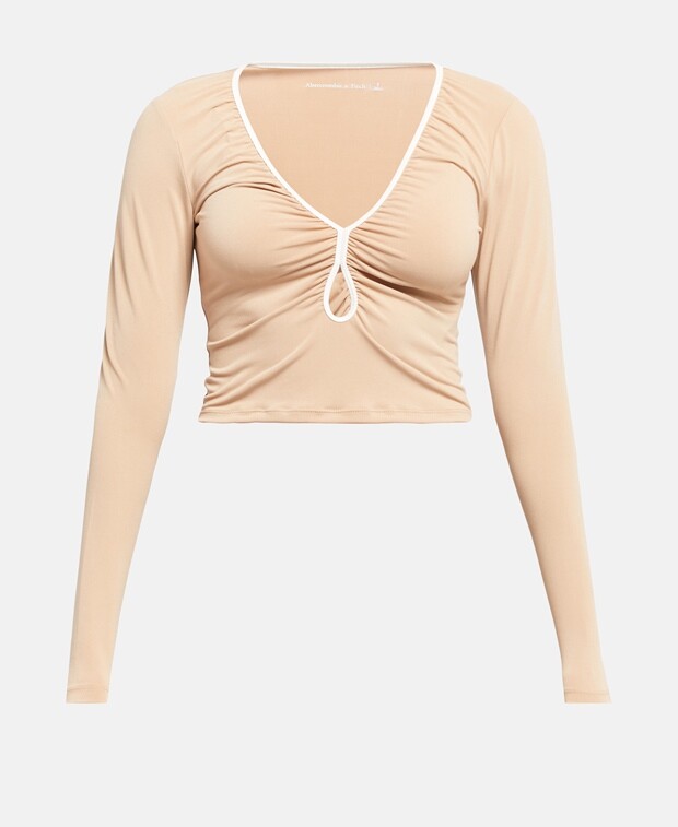 

Топ с длинными рукавами Abercrombie, тан