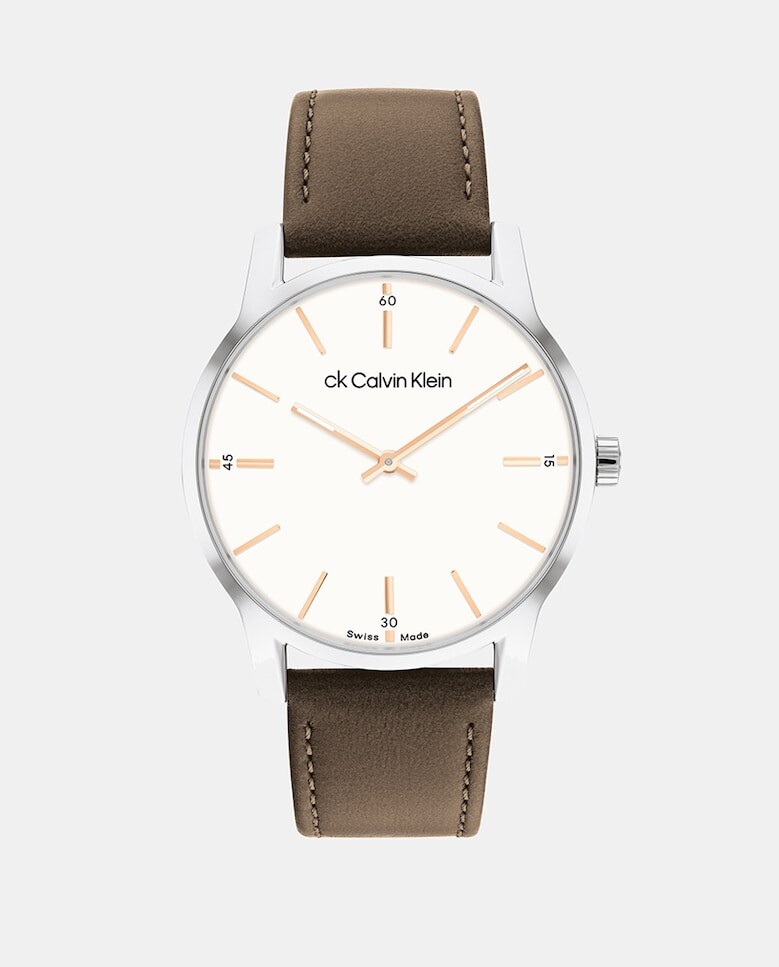 

Швейцарские мужские часы из коричневой кожи 25000014 Calvin Klein, коричневый